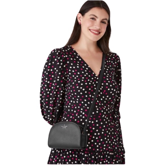 KATE SPADE • Black Perry Saffiano Leather Dome Crossbody Shoulder Bag Satchel - Picture 2 of 5